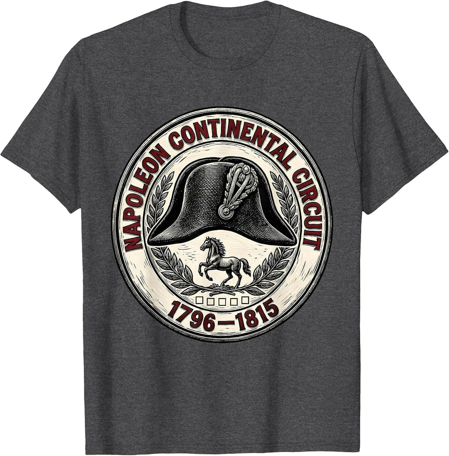 Men's Napoleon Continental Circuit 1796–1815 Funny History Teacher T-Shirt - Dark Heather Grey