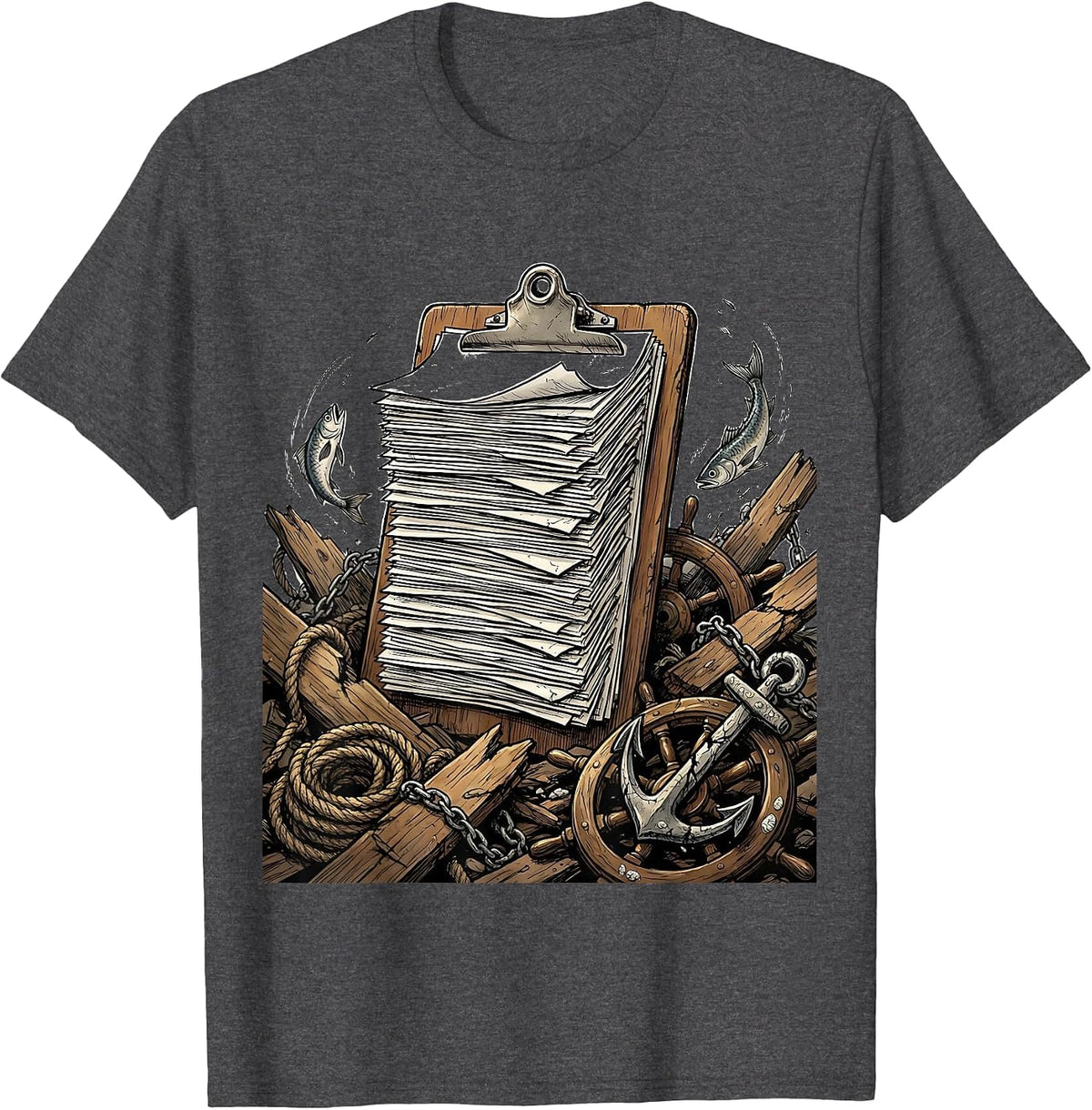 I Run a Tight Shipwreck Funny Chaos Graphic T-Shirt - Dark Heather Grey
