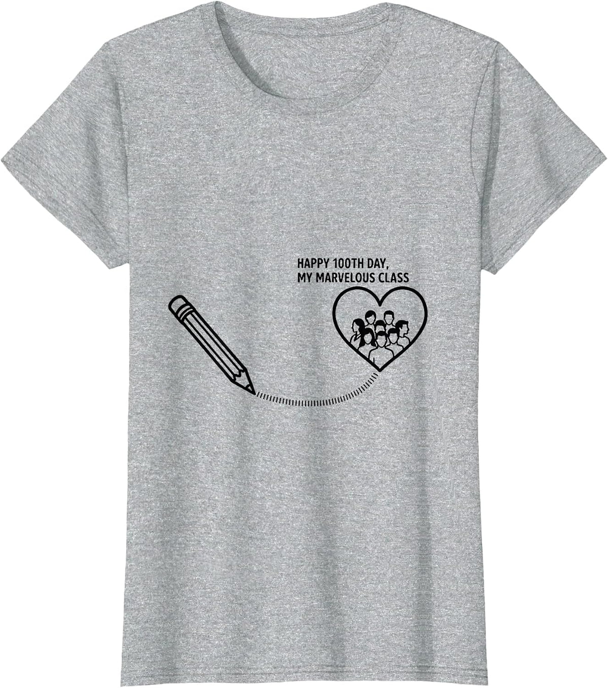 Happy 100th Day My Marvelous Class Teacher Valentine T-Shirt - Heather Grey