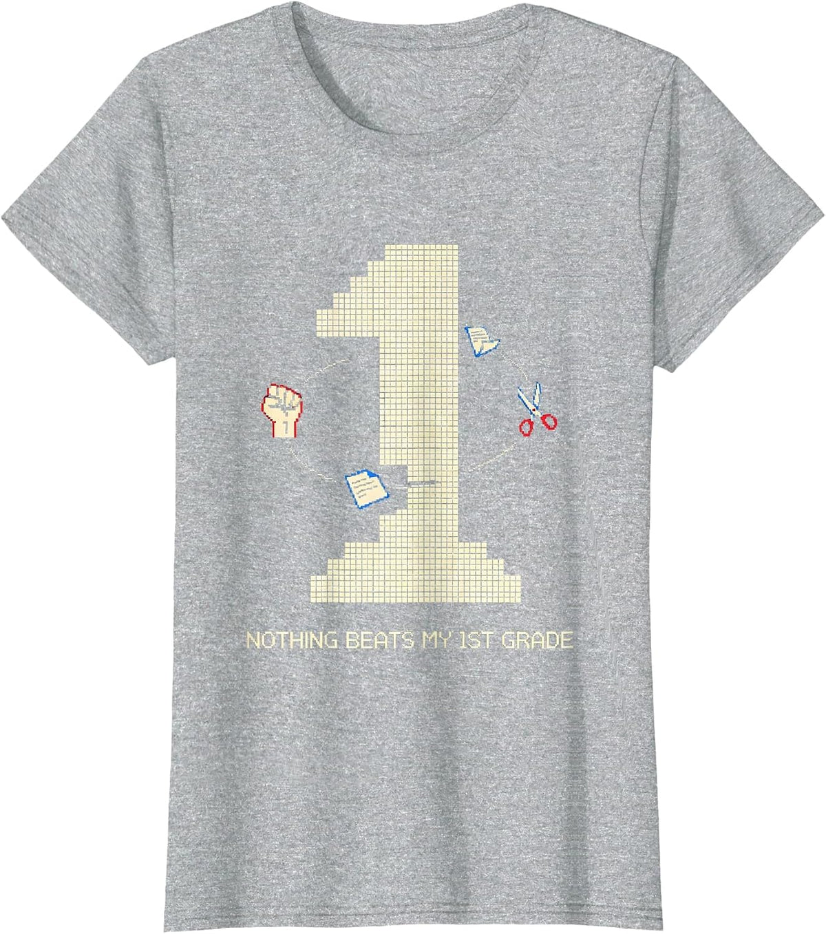 Nothing Beats My 1st Grade Pixel Art Back To School Humor T-Shirt - Heather Grey