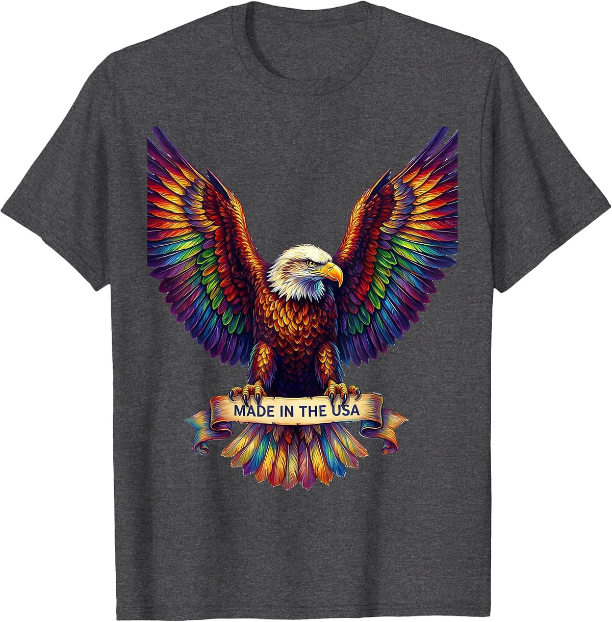Made in the USA Proud American Patriotic Design T-Shirt - Dark Heather Grey