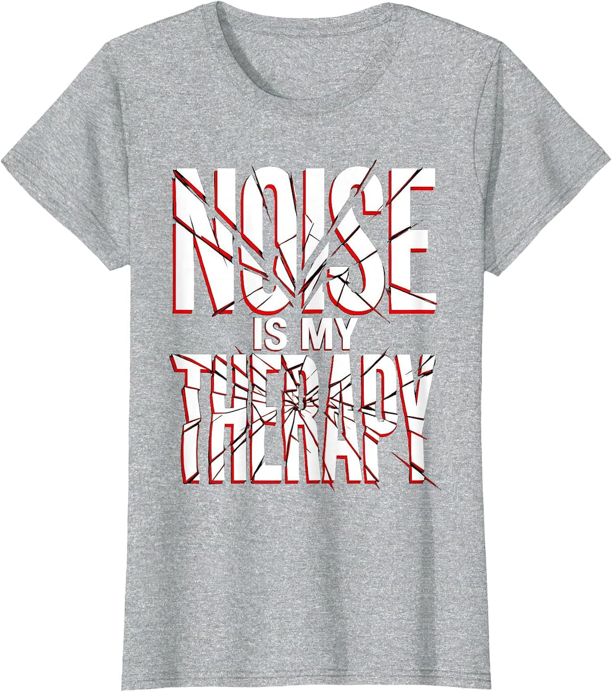 Noise Is My Therapy Punk Music Design T-Shirt - Heather Grey