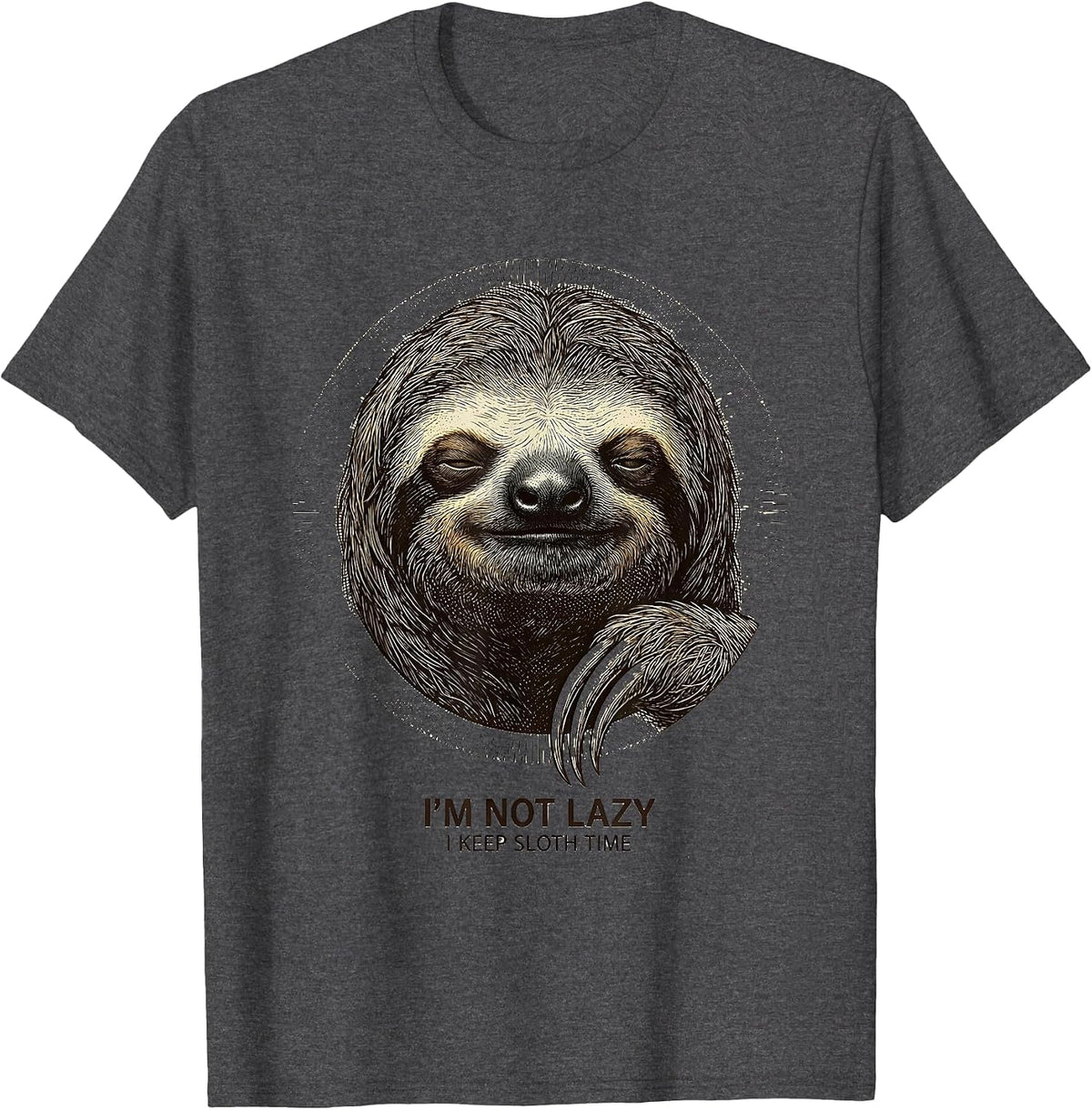 Men's I'm Not Lazy, I Keep Sloth Time Funny Sloth Lover Animal T-Shirt - Dark Heather Grey