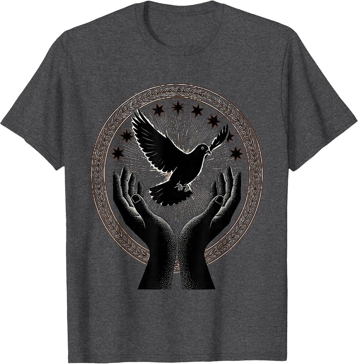 Virgo Dove Release Astrology Illustration T-Shirt - Dark Heather Grey