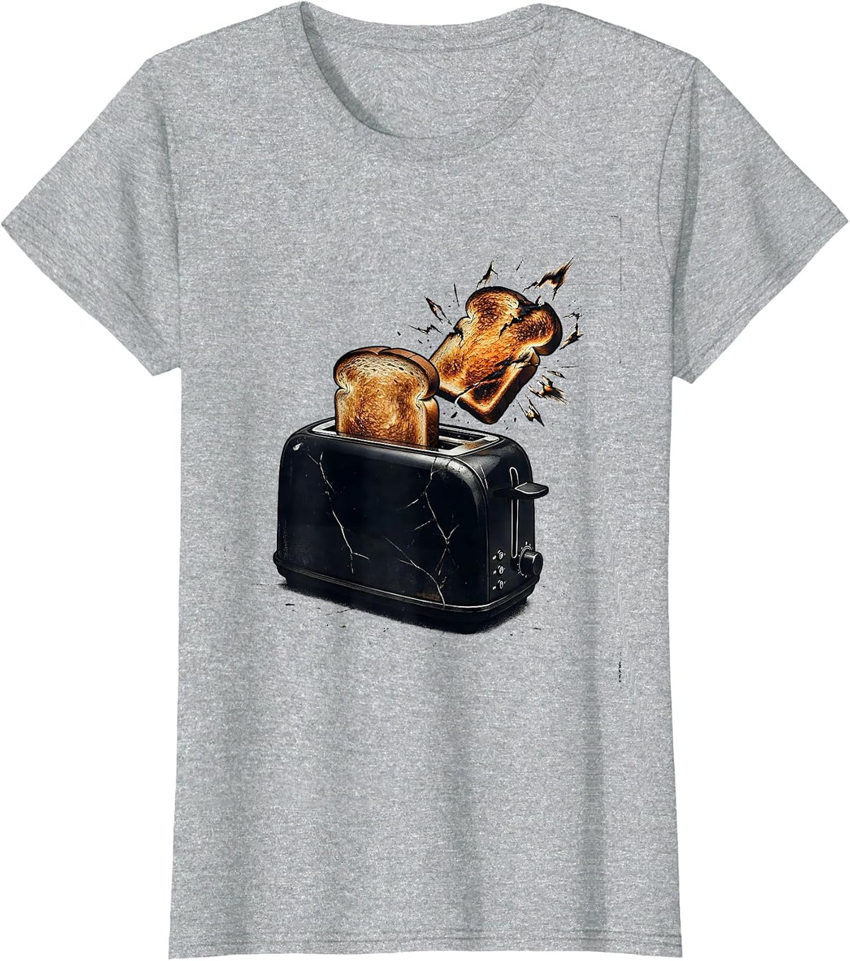 Women's Toaster Chaos Distressed Novelty Humor T-Shirt - Heather Grey