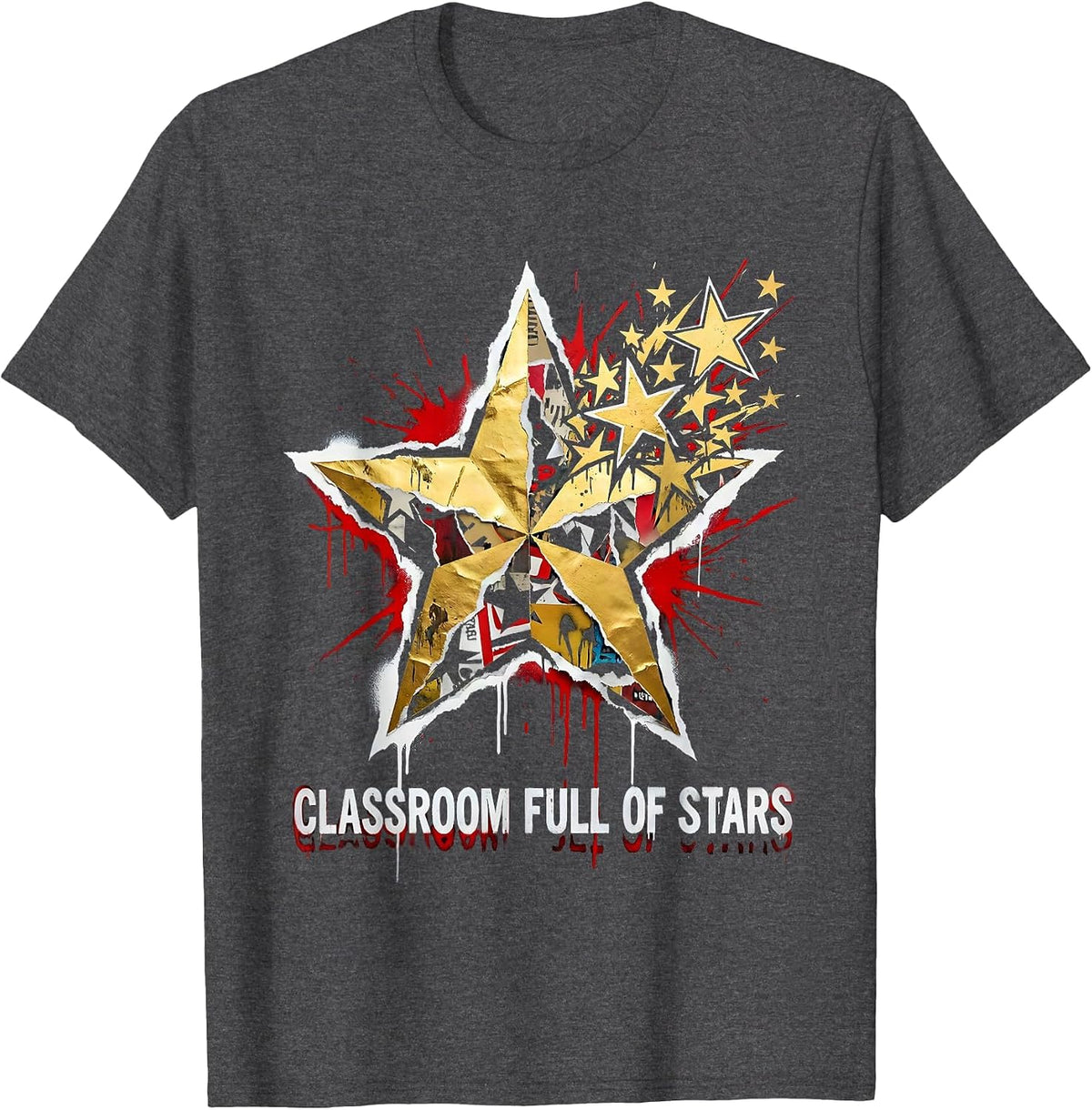 Classroom Full of Stars Preschool Teacher Design T-Shirt - Dark Heather Grey