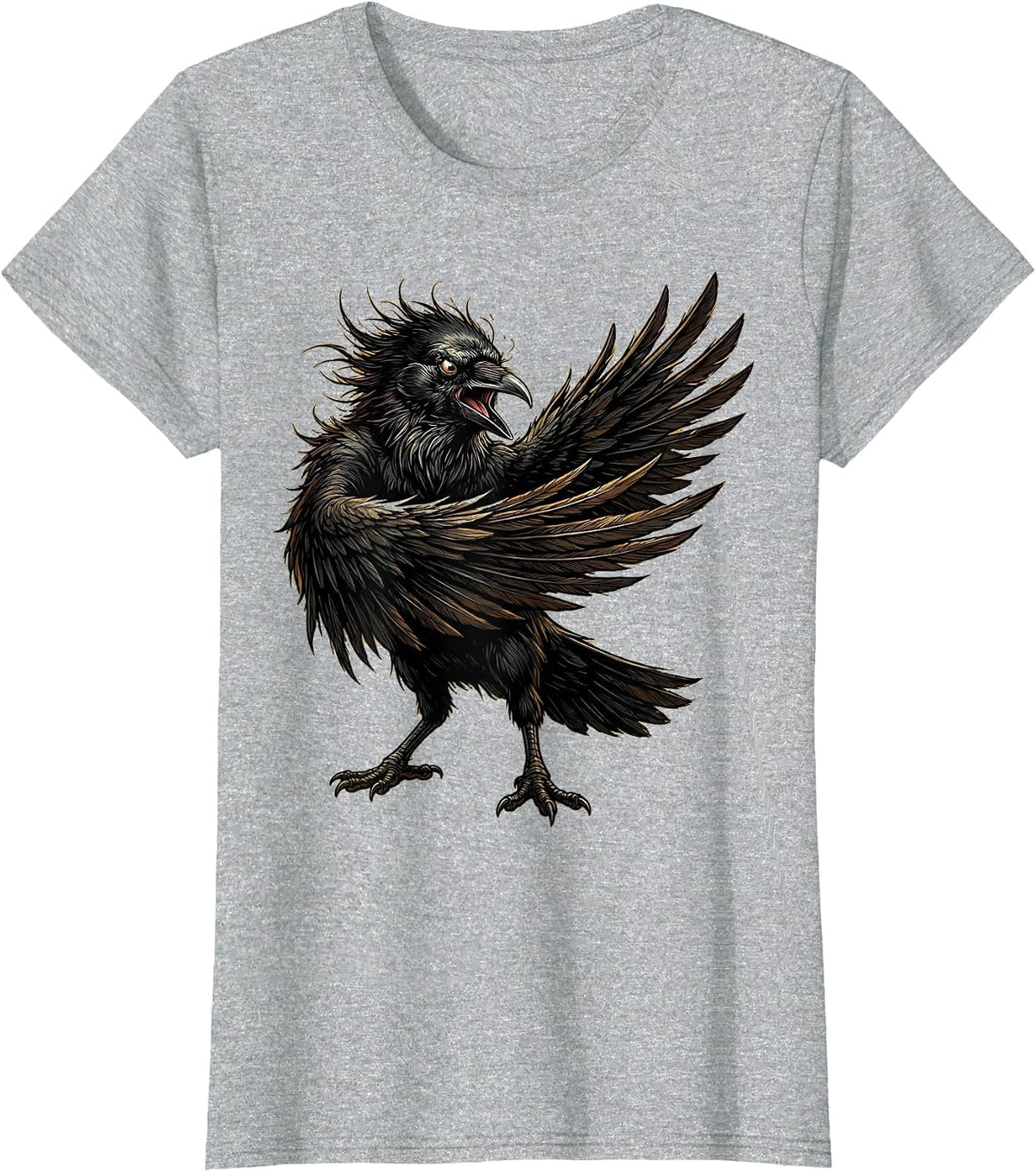 Women's Angry Crow Flipping Wing Graphic T-Shirt - Heather Grey