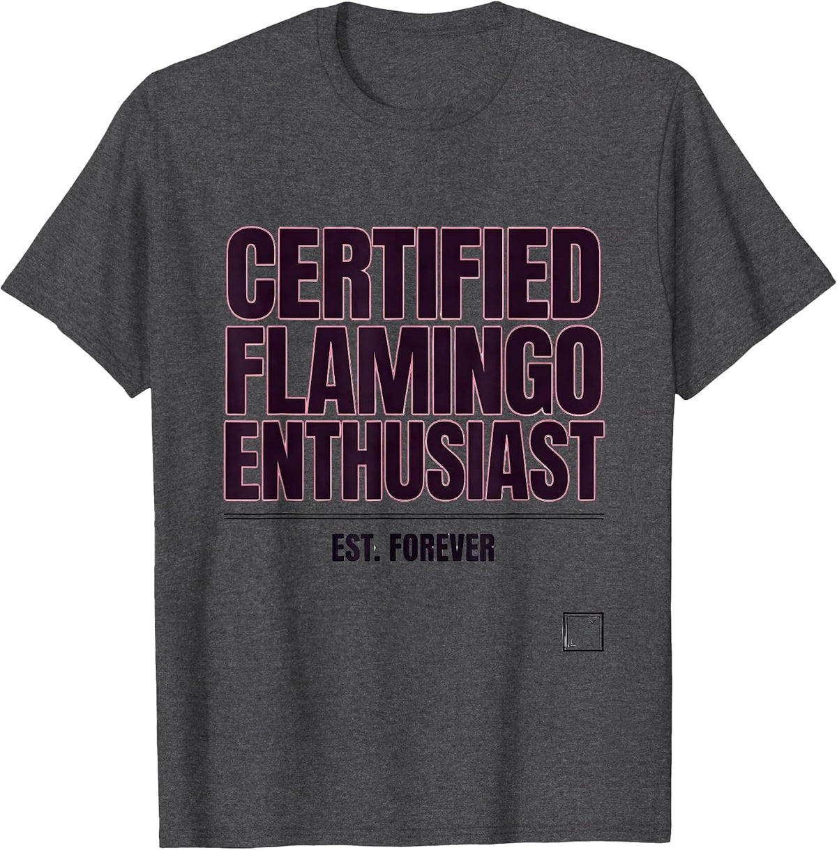 Men's Certified Flamingo Enthusiast, Est. Forever Funny T-Shirt - Dark Heather Grey