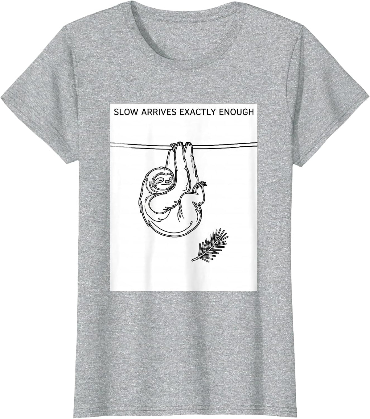 Slow Arrives Exactly Enough Funny Sloth Lover Christmas T-Shirt - Heather Grey