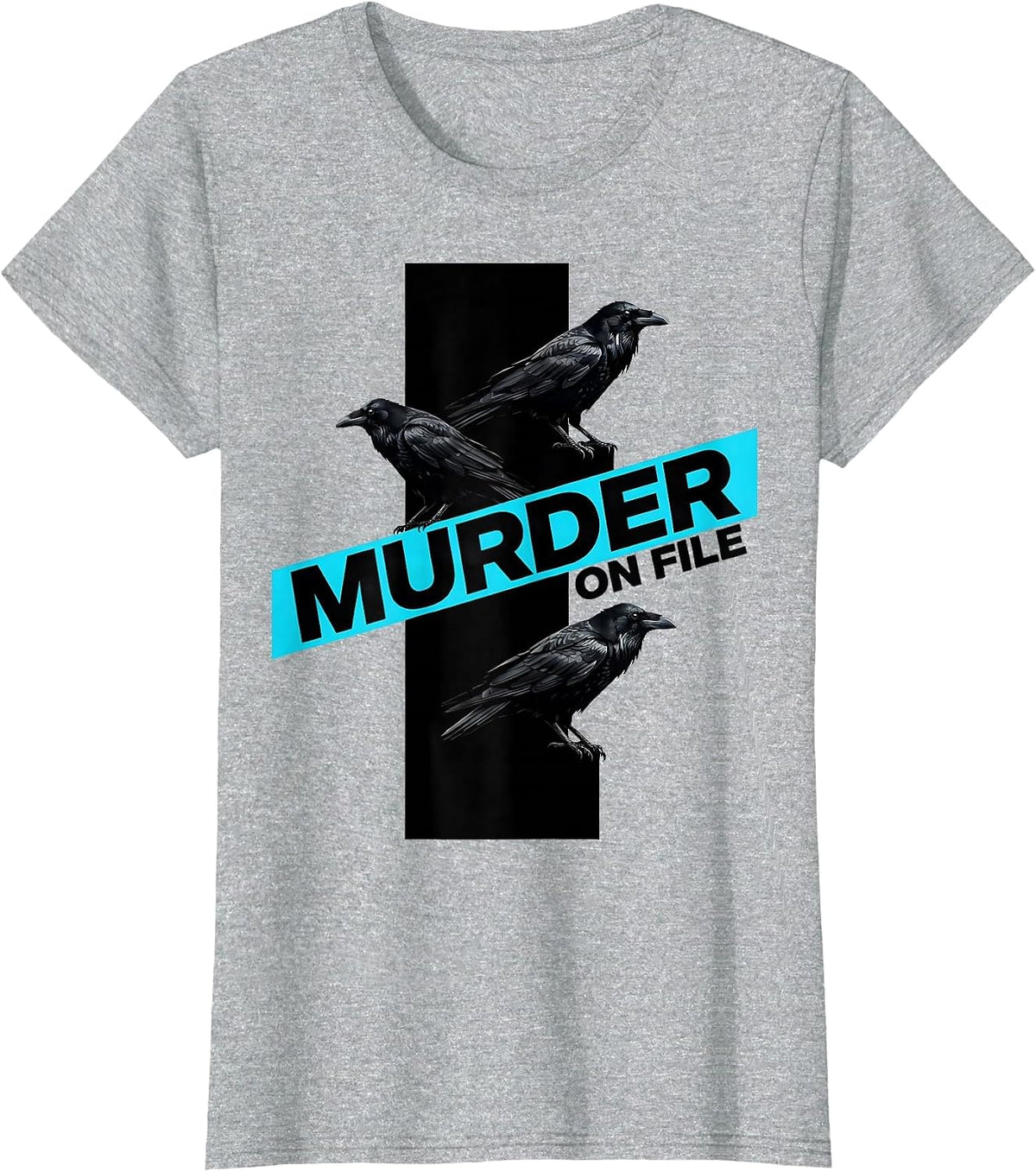 Women's Murder On File Dark Humor Crow Lover Gothic Bird Pun T-Shirt - Heather Grey