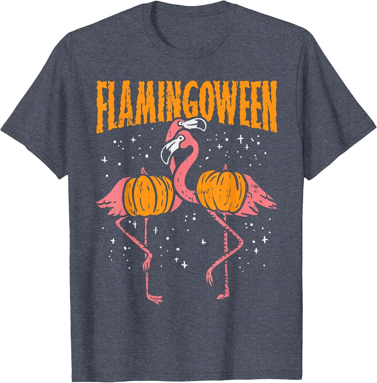 Flamingoween Pumpkin Flamingos Funny Bird Halloween Costume T-Shirt - Heather Blue