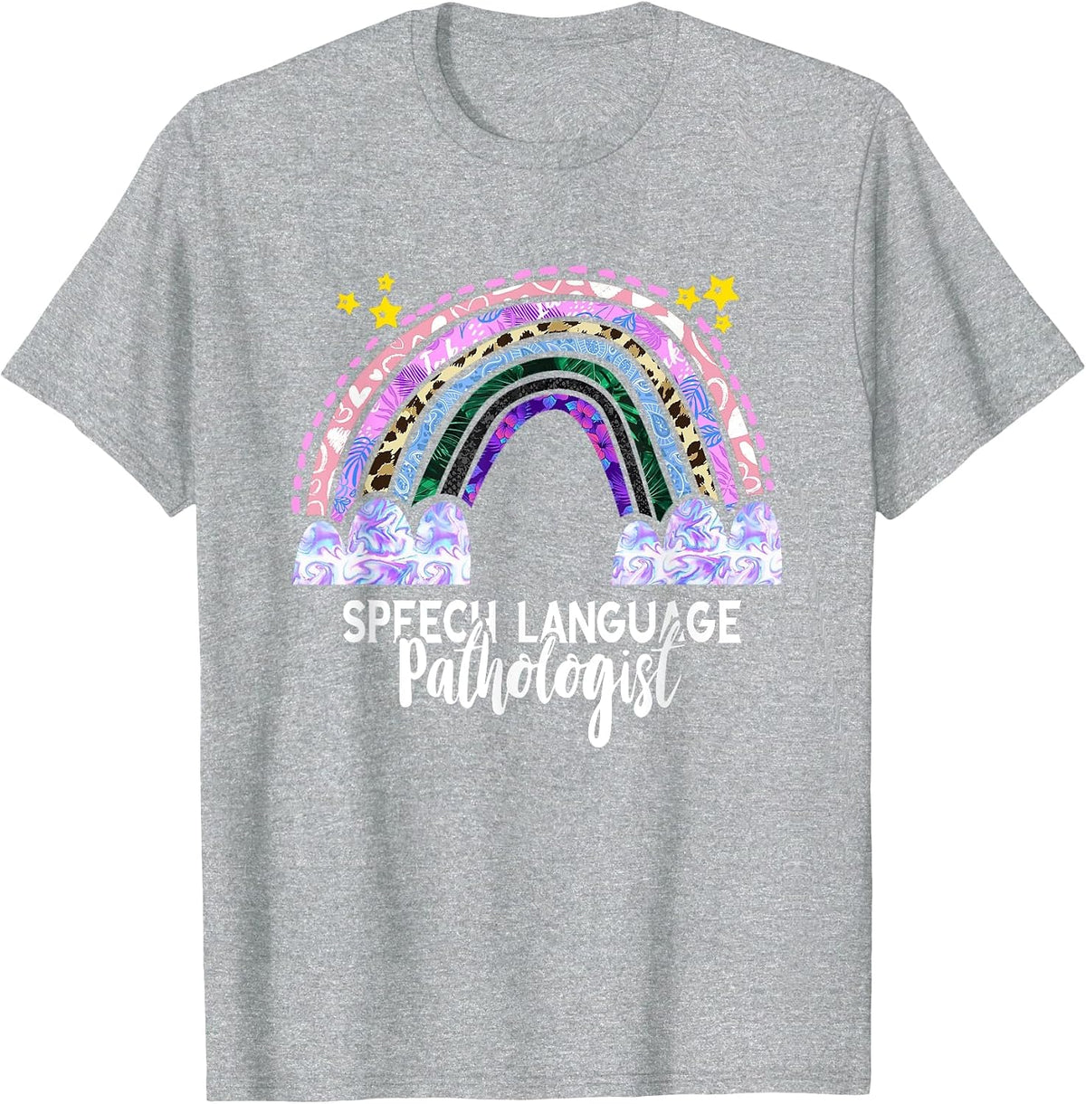 SLP Rainbow Speech Therapy Speech Language Pathologist T-Shirt - Heather Grey