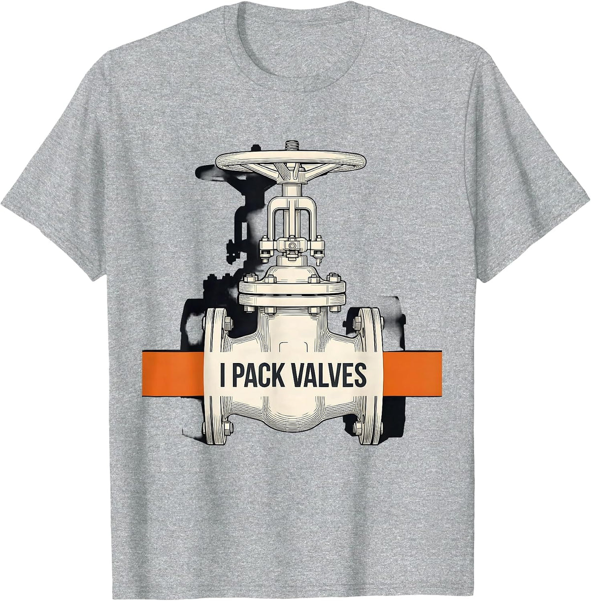 Men's I Pack Valves Brutalist Graphic Funny Plumber Pipefitter T-Shirt - Heather Grey