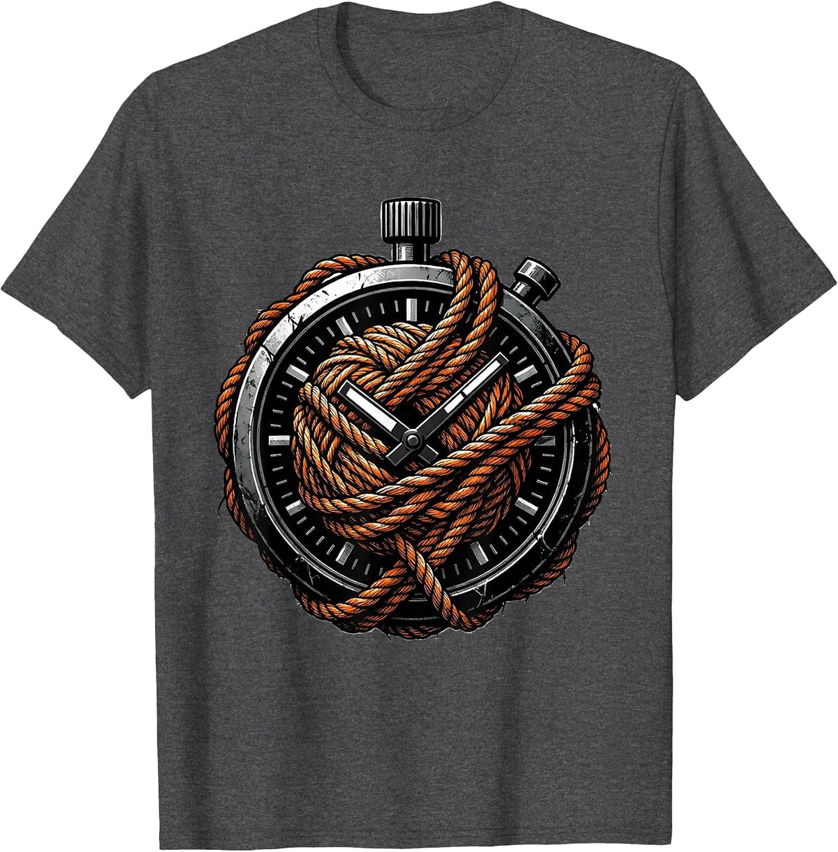 Men's Chaos Coordinator Stopwatch Tangled in Yarn T-Shirt - Dark Heather Grey