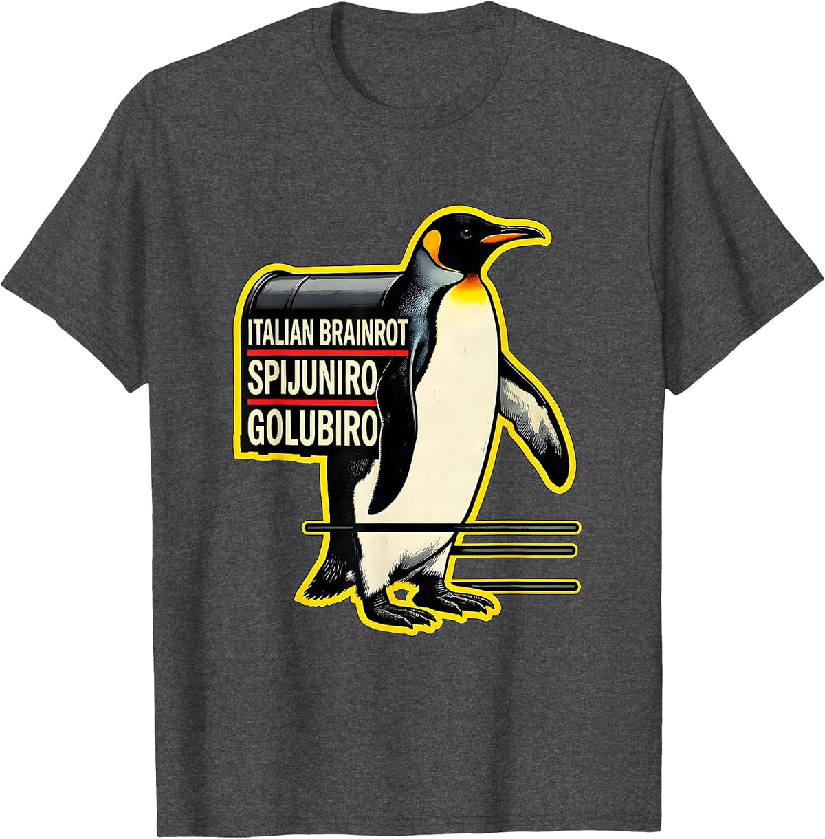 Men's Italian Brainrot Spijuniro Golubiro Funny Meme Kids T-Shirt - Dark Heather Grey