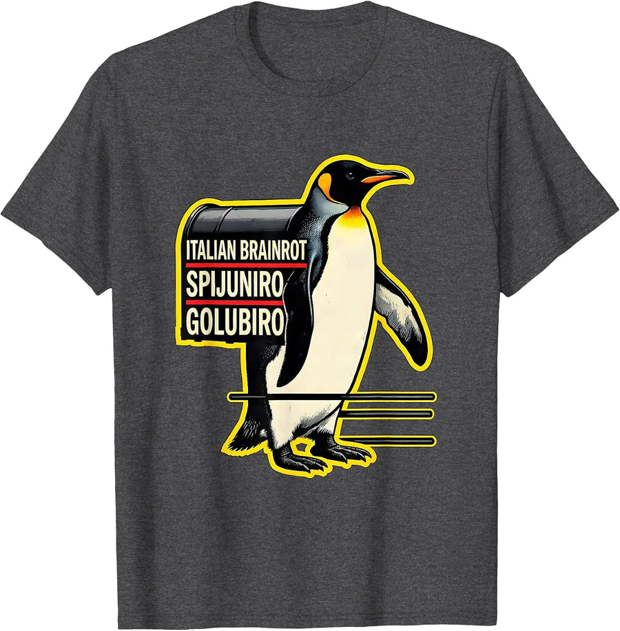 Men's Italian Brainrot Spijuniro Golubiro Funny Meme Kids T-Shirt - Dark Heather Grey
