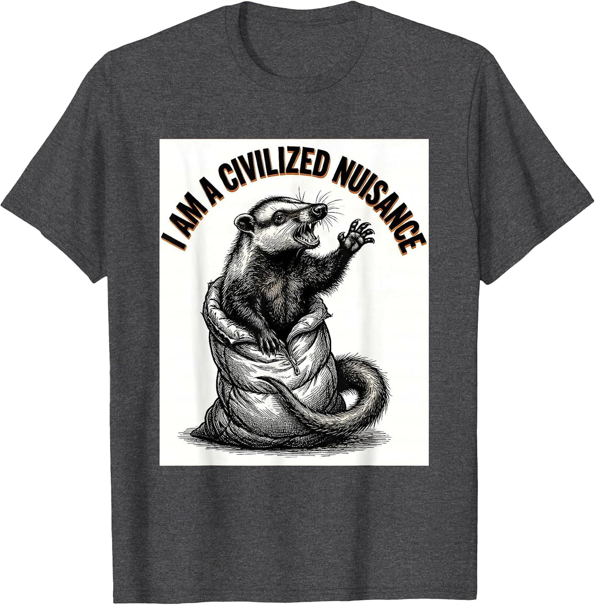 I Am A Civilized Nuisance Funny Opossum Possum Lover Gift T-Shirt - Dark Heather Grey