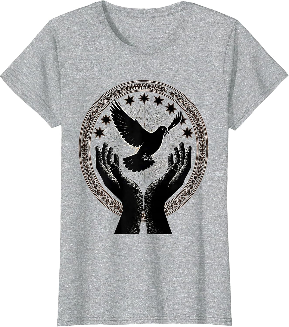 Virgo Dove Release Astrology Illustration T-Shirt - Heather Grey