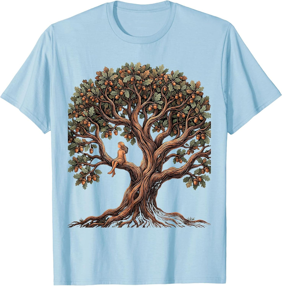 Favorite Daughter Oak Tree Climbing Girl Design T-Shirt - Baby Blue