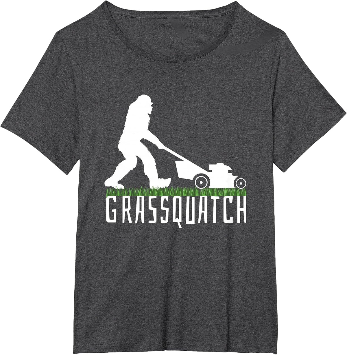 Funny Lawn Mowing Sasquatch Grassquatch Bigfoot Landscaper T-Shirt - Dark Heather Grey
