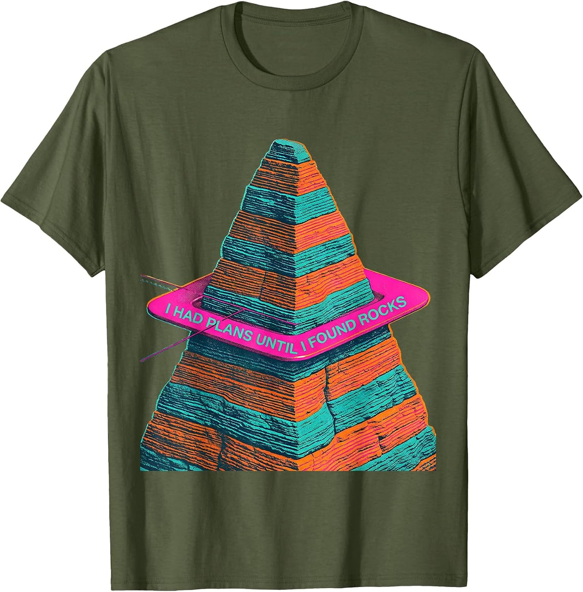 Men's I Had Plans Until I Found Rocks Funny Rock Collector Geology T-Shirt - Olive Green