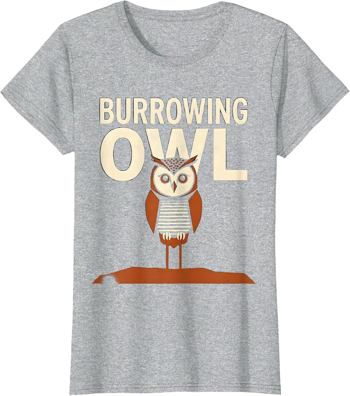 Women's Burrowing Owl Whimsical Nature Lover Vintage Typography T-Shirt - Heather Grey