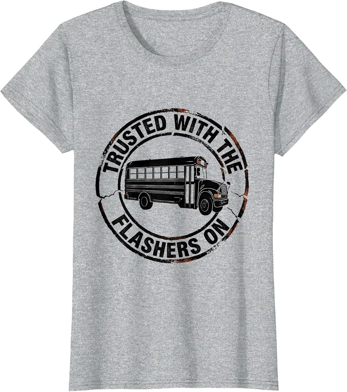 Trusted With The Flashers On Funny School Bus Driver T-Shirt - Heather Grey