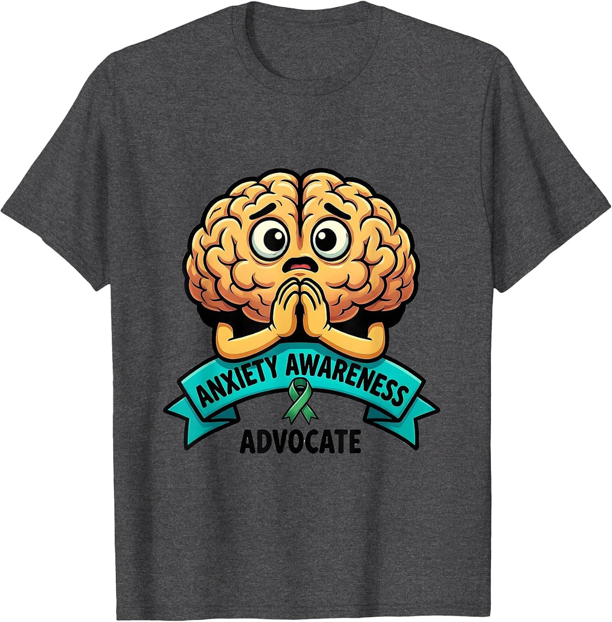 Anxiety Awareness Advocate Mental Health Design T-Shirt - Dark Heather Grey