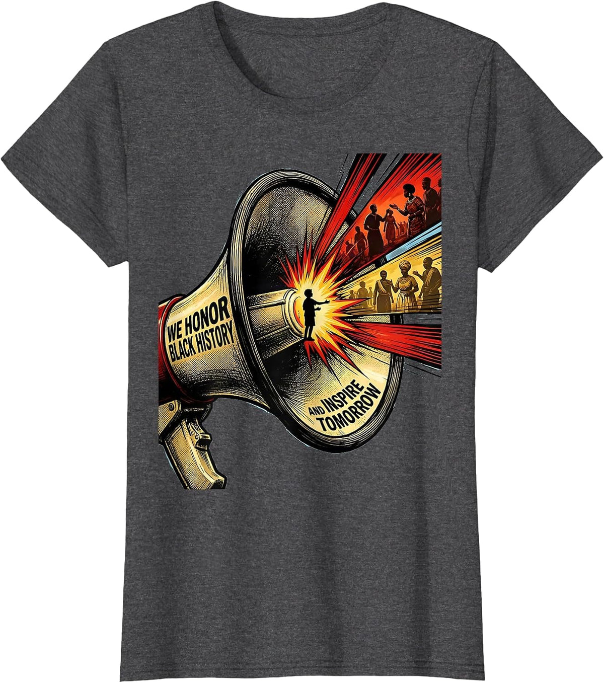 Women's We Honor Black History And Inspire Tomorrow Commemorative T-Shirt - Dark Heather Grey