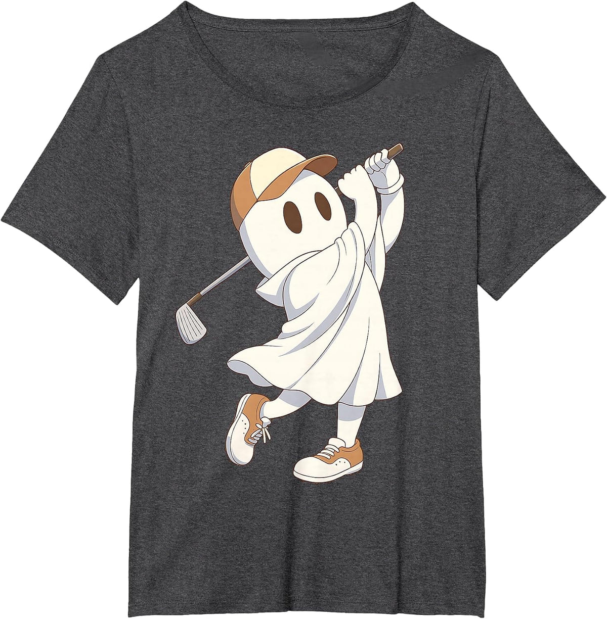 Funny Golf Costume Halloween Ghost Playing Graphic T-Shirt - Dark Heather Grey