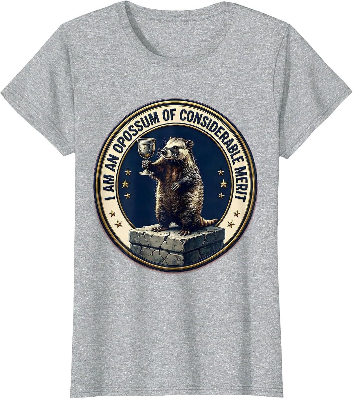 Women's I Am An Opossum Of Considerable Merit Funny Possum Lover T-Shirt - Heather Grey