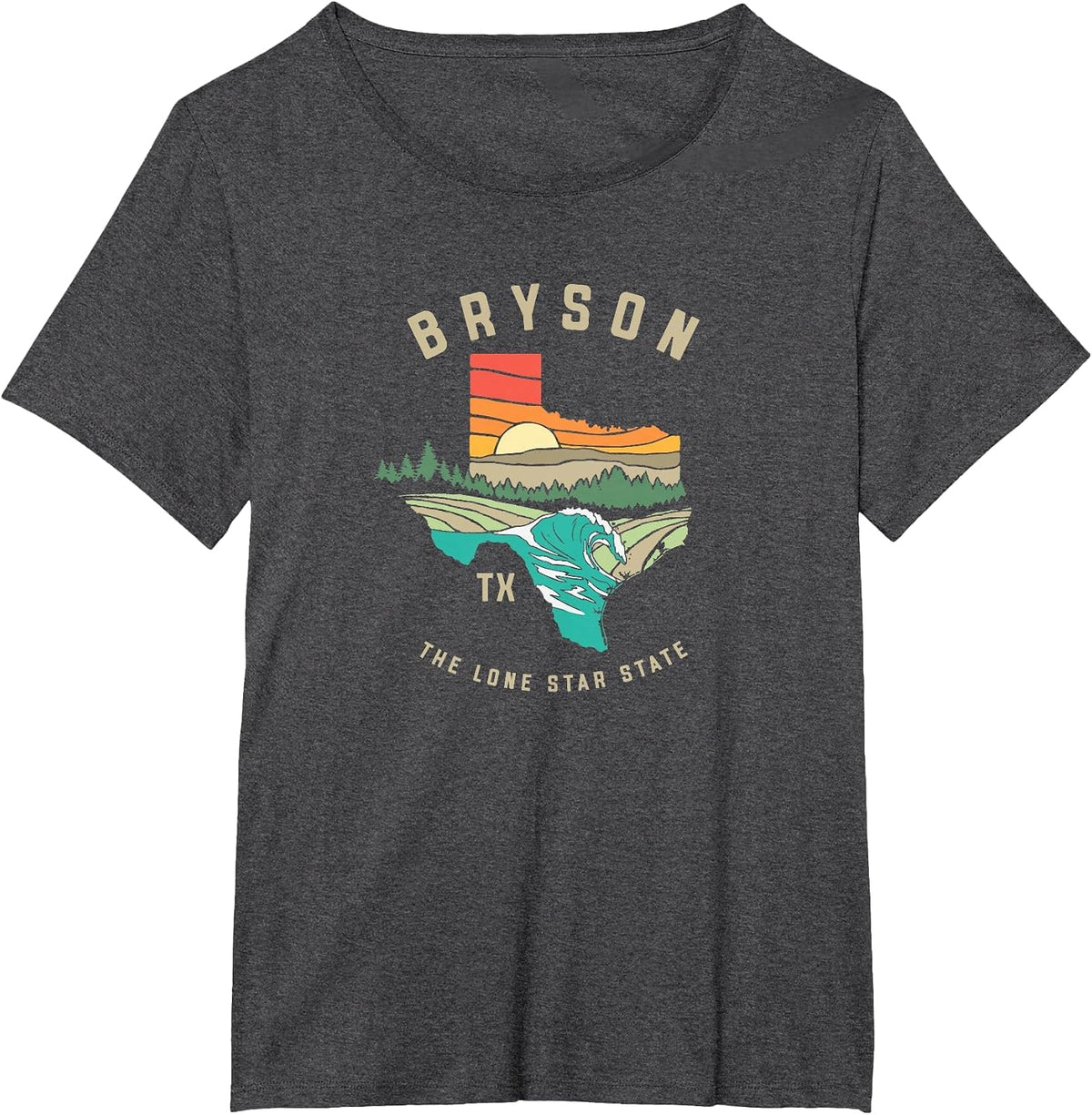 Bryson Texas Outdoors Vintage Nature Illustration T-Shirt - Dark Heather Grey