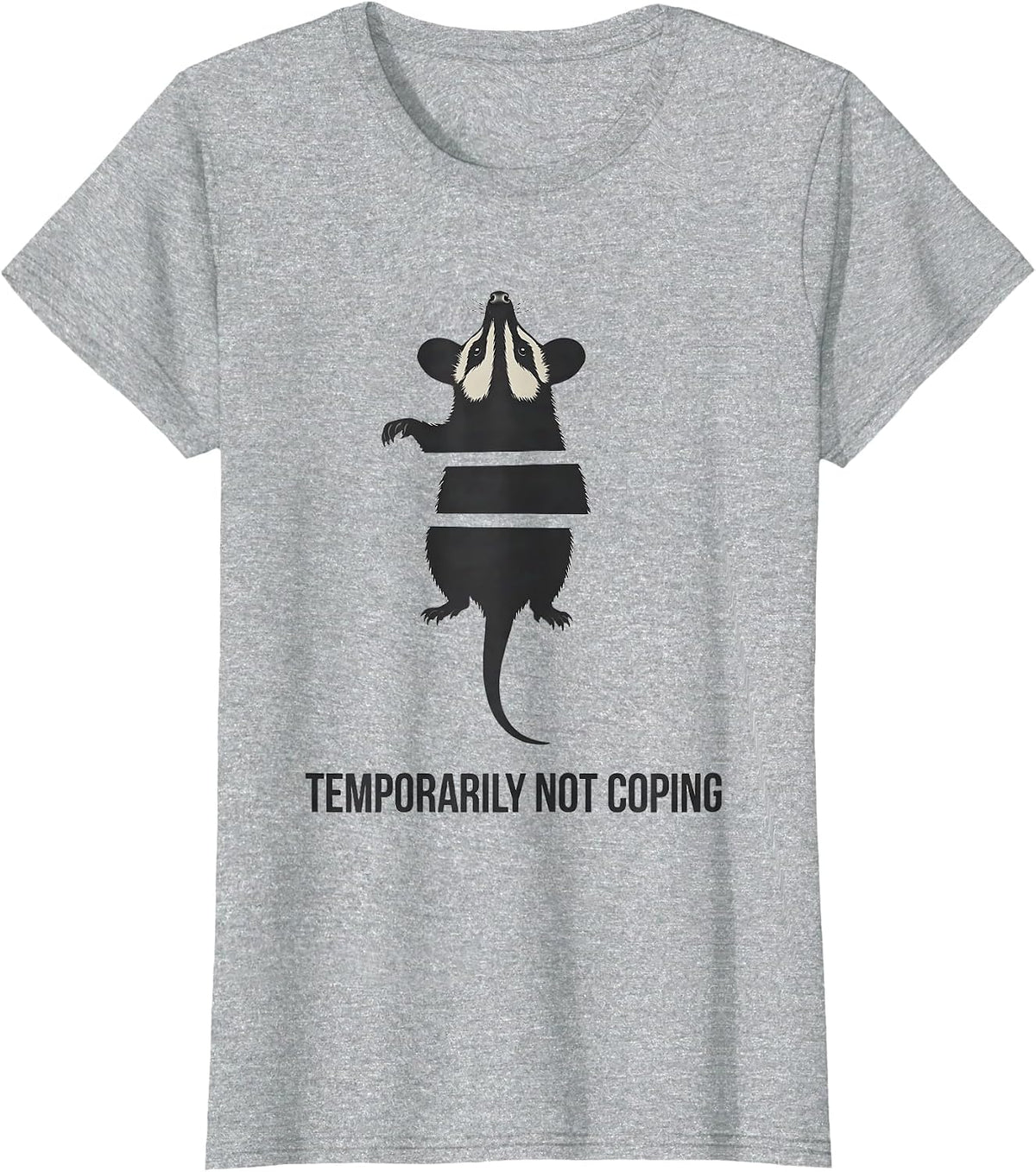 Temporarily Not Coping Funny Opossum Meme Wildlife Humor T-Shirt - Heather Grey