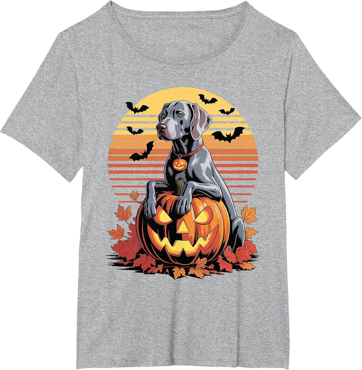 Halloween Retro Weimaraner Weimaraners T-Shirt - Heather Grey