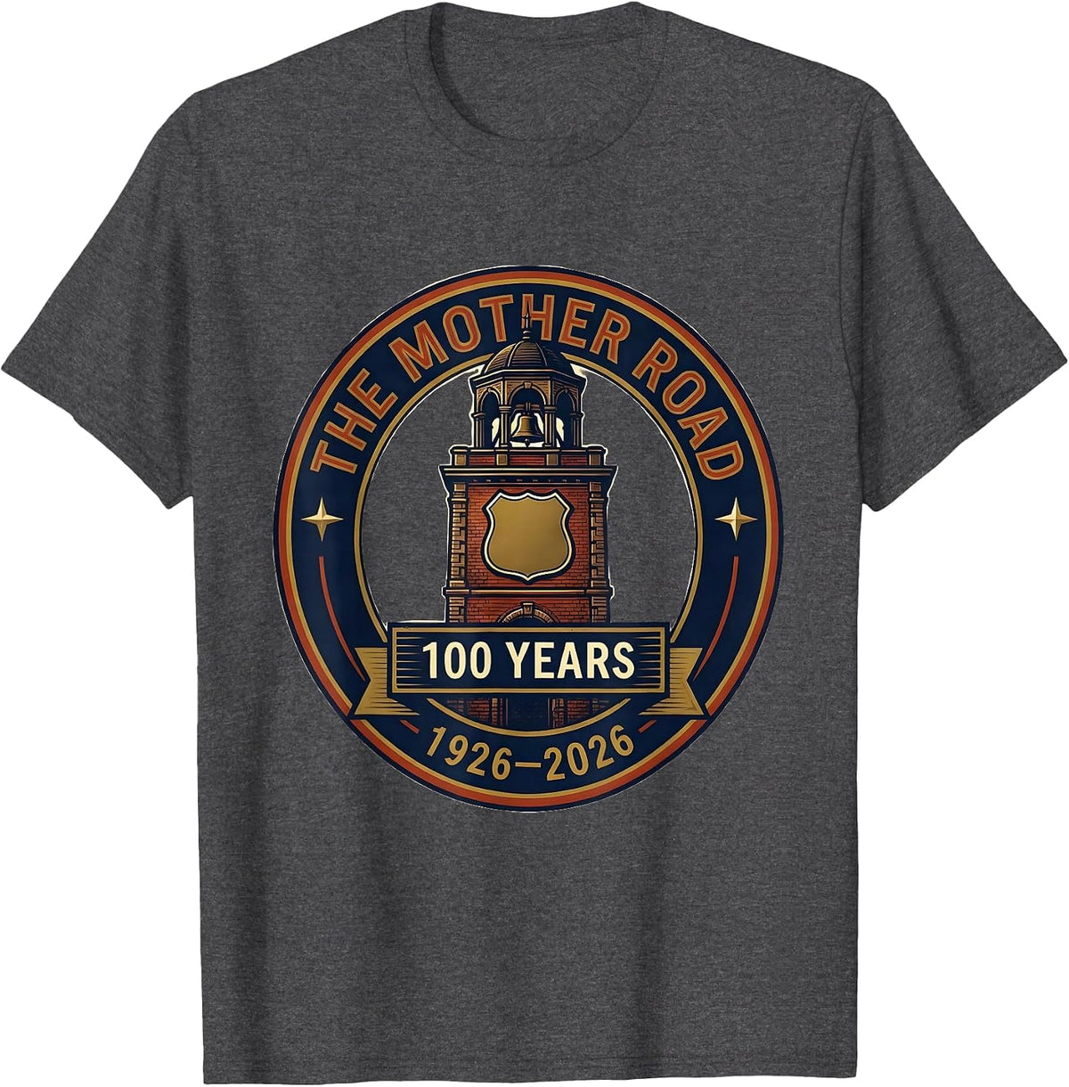 Men's The Mother Road 100 Years 1926-2026 Vintage Highway T-Shirt - Dark Heather Grey