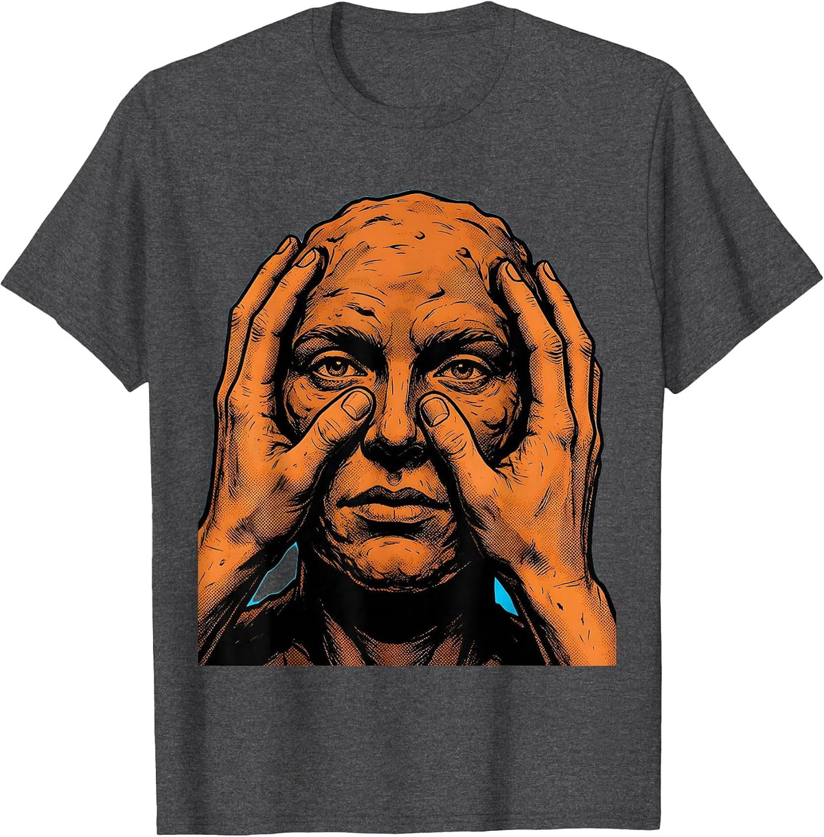 Men's Art Teacher Sculptor Clay Face Illustration T-Shirt - Dark Heather Grey
