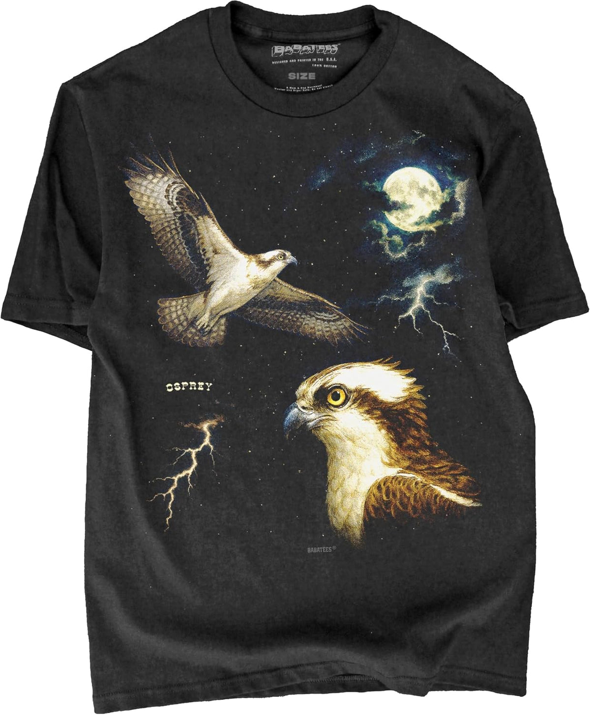 Moonlit Bird Artwork Premium Black T-Shirt for Men & Women - Osprey