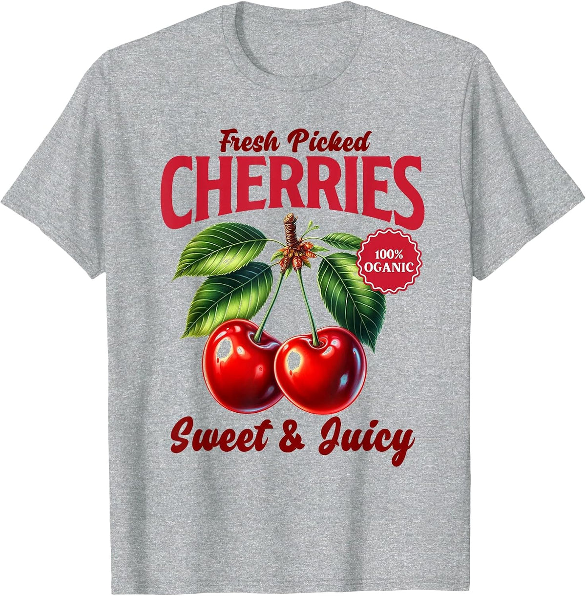 Cherry Farmer's Market Fresh Picked Cherries Cherry Lover T-Shirt - Heather Grey