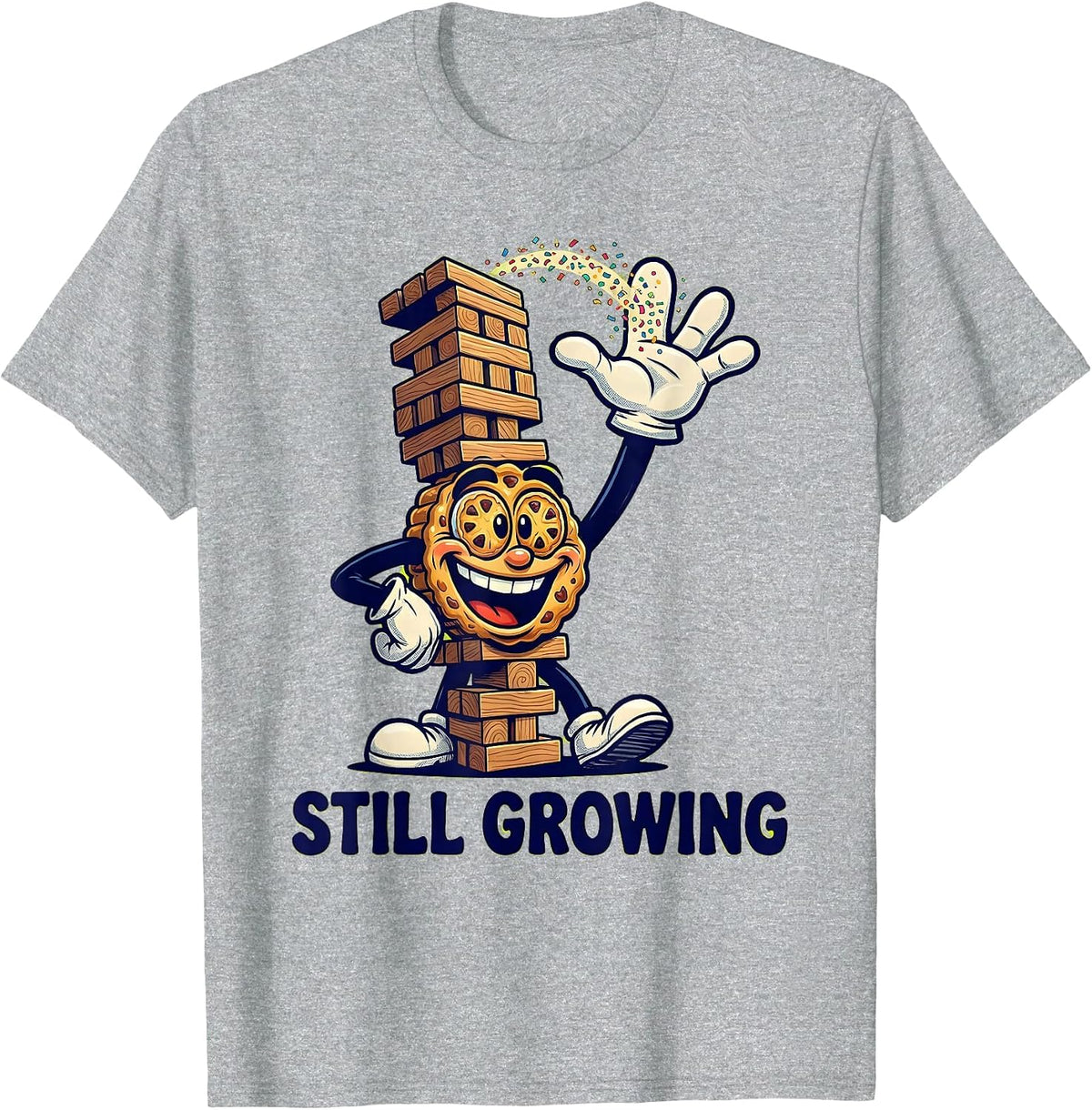 Men's Still Growing Cartoon Growth Mindset Teacher Motivational T-Shirt - Heather Grey