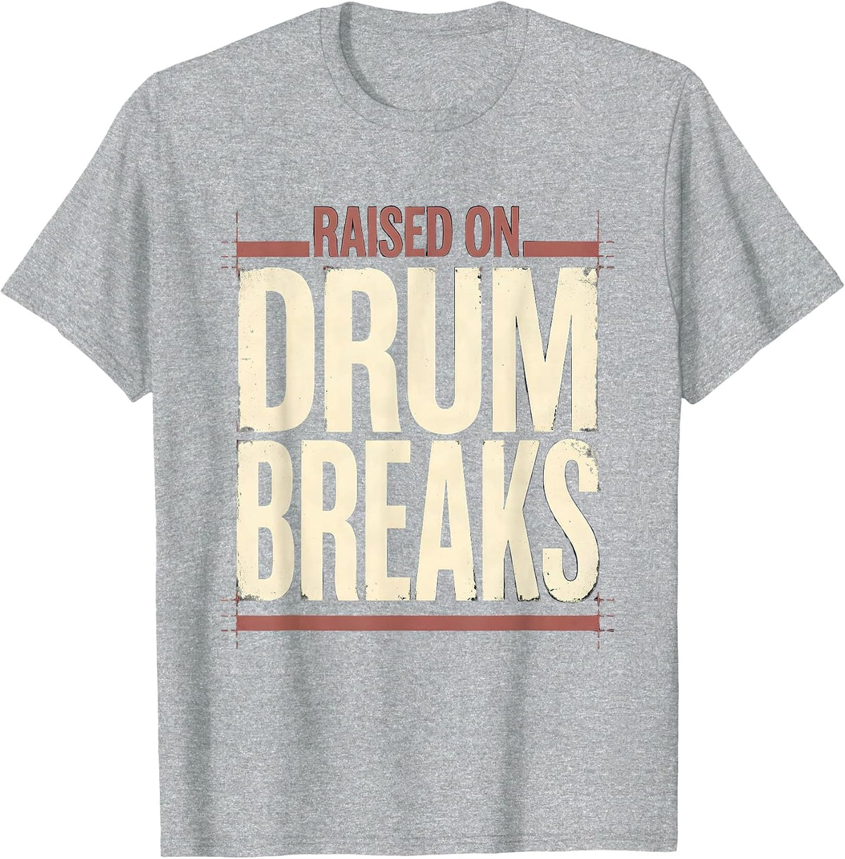 Men's Raised On Drum Breaks Vintage 90s Hip-Hop Rap Lyric T-Shirt - Heather Grey