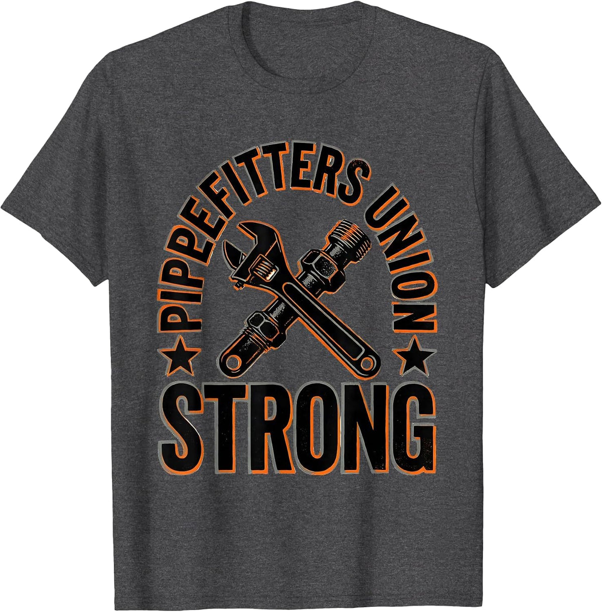 Men's Pipefitters Union Strong Skilled Trades Worker Labor Day T-Shirt - Dark Heather Grey