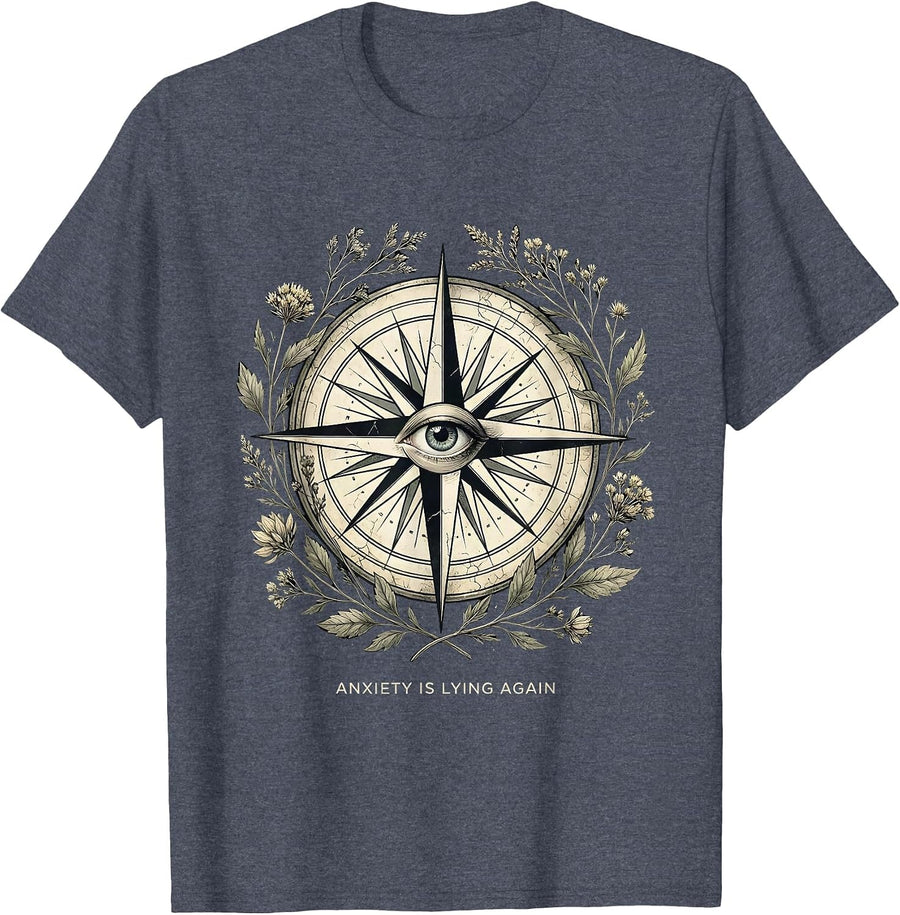 Anxiety Is Lying Again Mental Health Design T-Shirt - Heather Blue