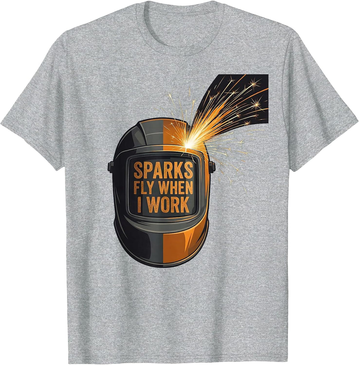 Men's Sparks Fly When I Work Welder Design T-Shirt - Heather Grey