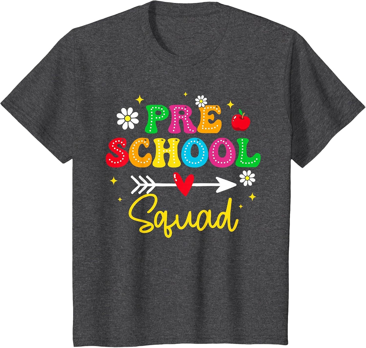 Preschool Squad Student Teacher Back to School Preschool T-Shirt - Dark Heather Grey
