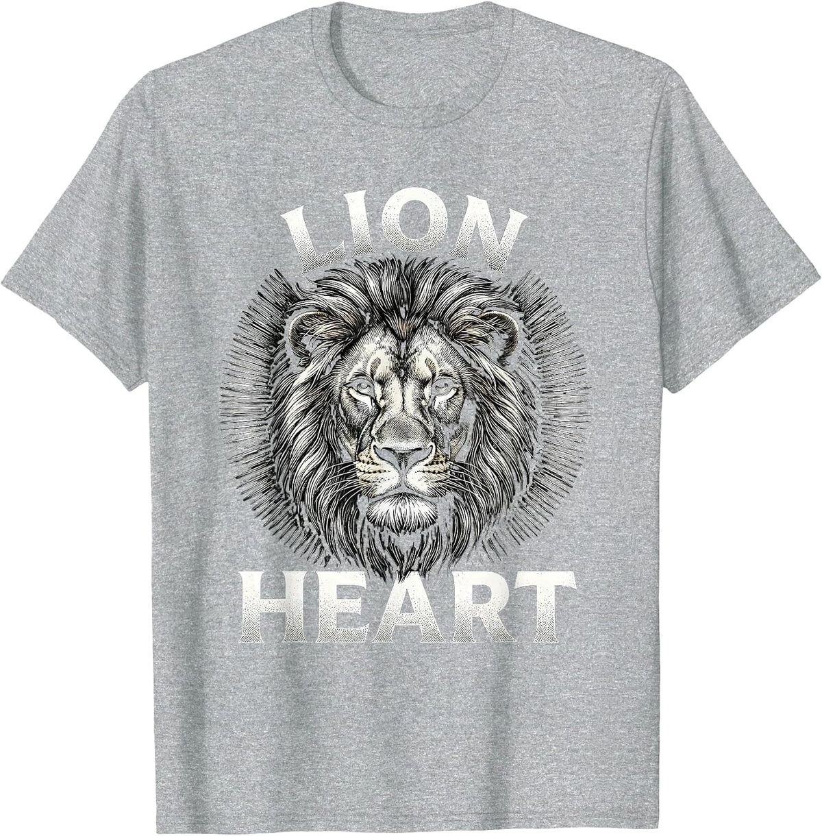 Men's Lion Heart Bold Fierce Animal Pride Fan Unisex T-Shirt - Heather Grey