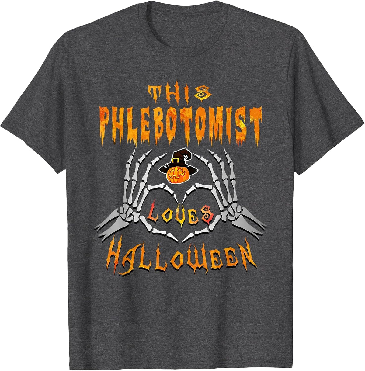 This Phlebotomist Loves Halloween Funny T-Shirt T-Shirt - Dark Heather Grey