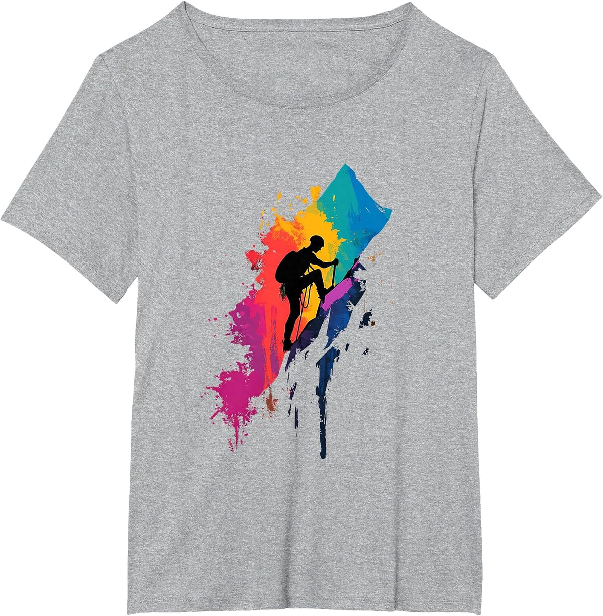 Colorful Mountaineering Climber Climbing Hiking Mountain T-Shirt - Heather Grey