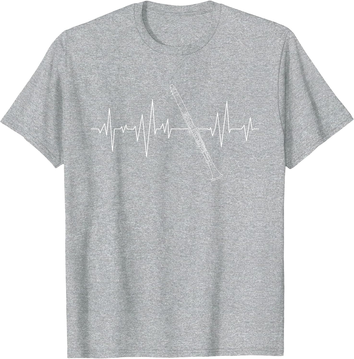 Clarinet Heartbeat - Clarinetist Musical Instrument T-Shirt - Heather Grey