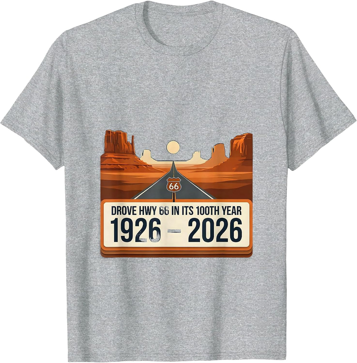 Men's Drove Hwy 66 In Its 100th Year, 1926-2026 Vintage T-Shirt - Heather Grey