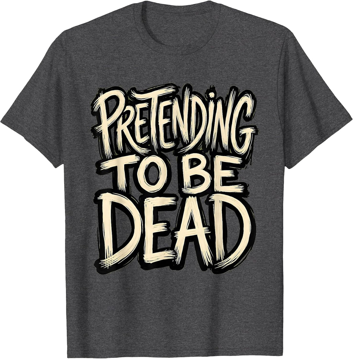 Men's Pretending To Be Dead Funny Opossum Design T-Shirt - Dark Heather Grey